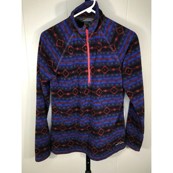 Eddie Bauer Quest Aztec Southwest Navajo Fleece 1/4 Zip Pullover Sweatshirt MD - Picture 1 of 4